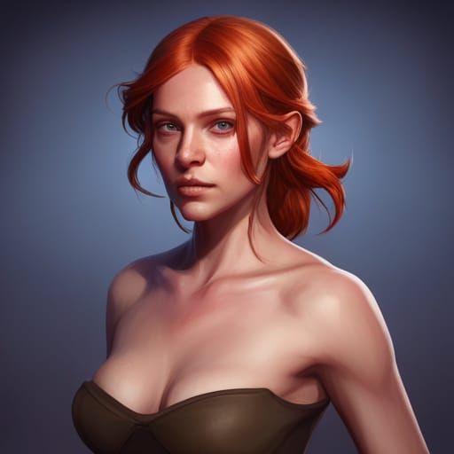 Redhead Portrait in Hyperdetailed Digital Art Style