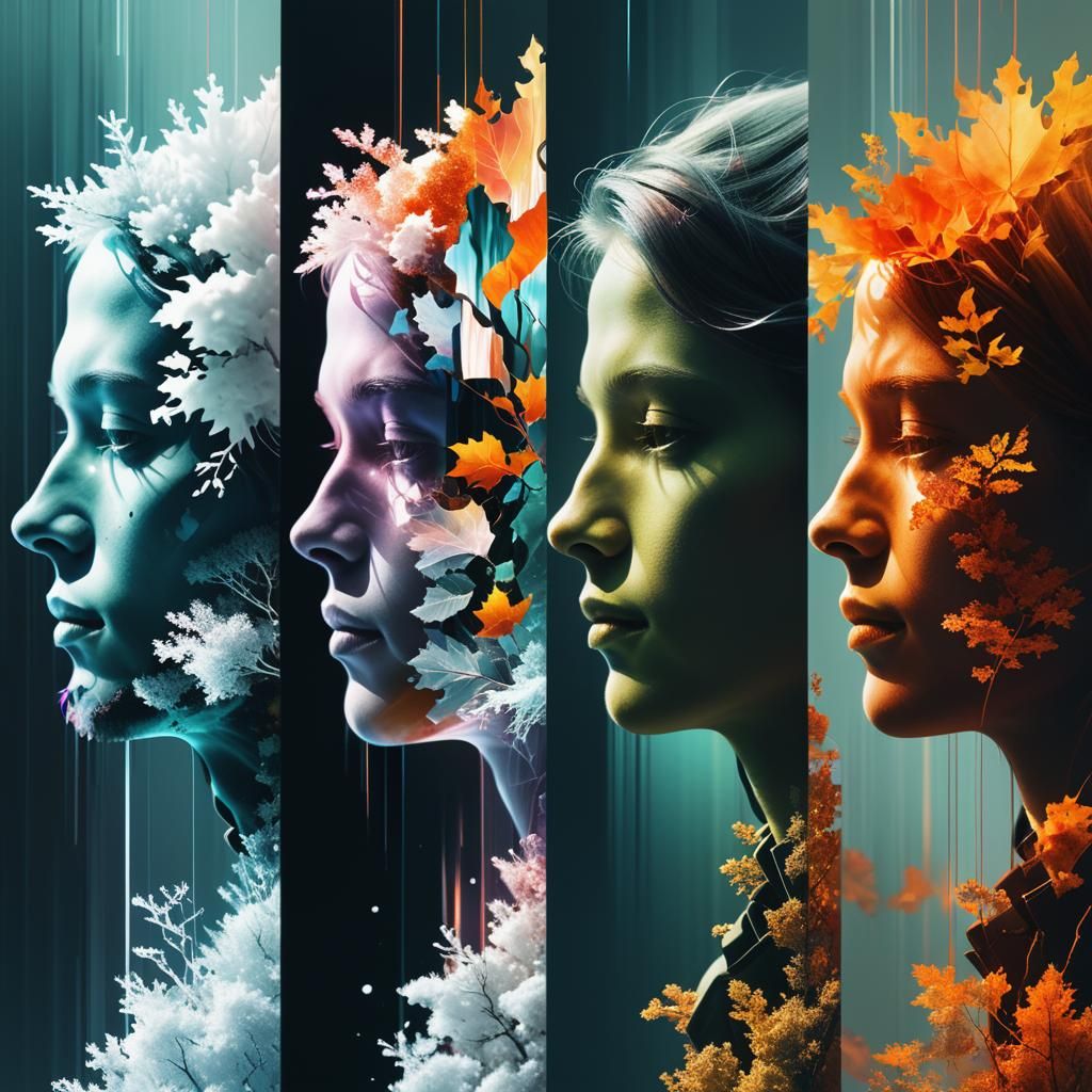 Seasonal Silhouettes in Glitchcore Surrealism