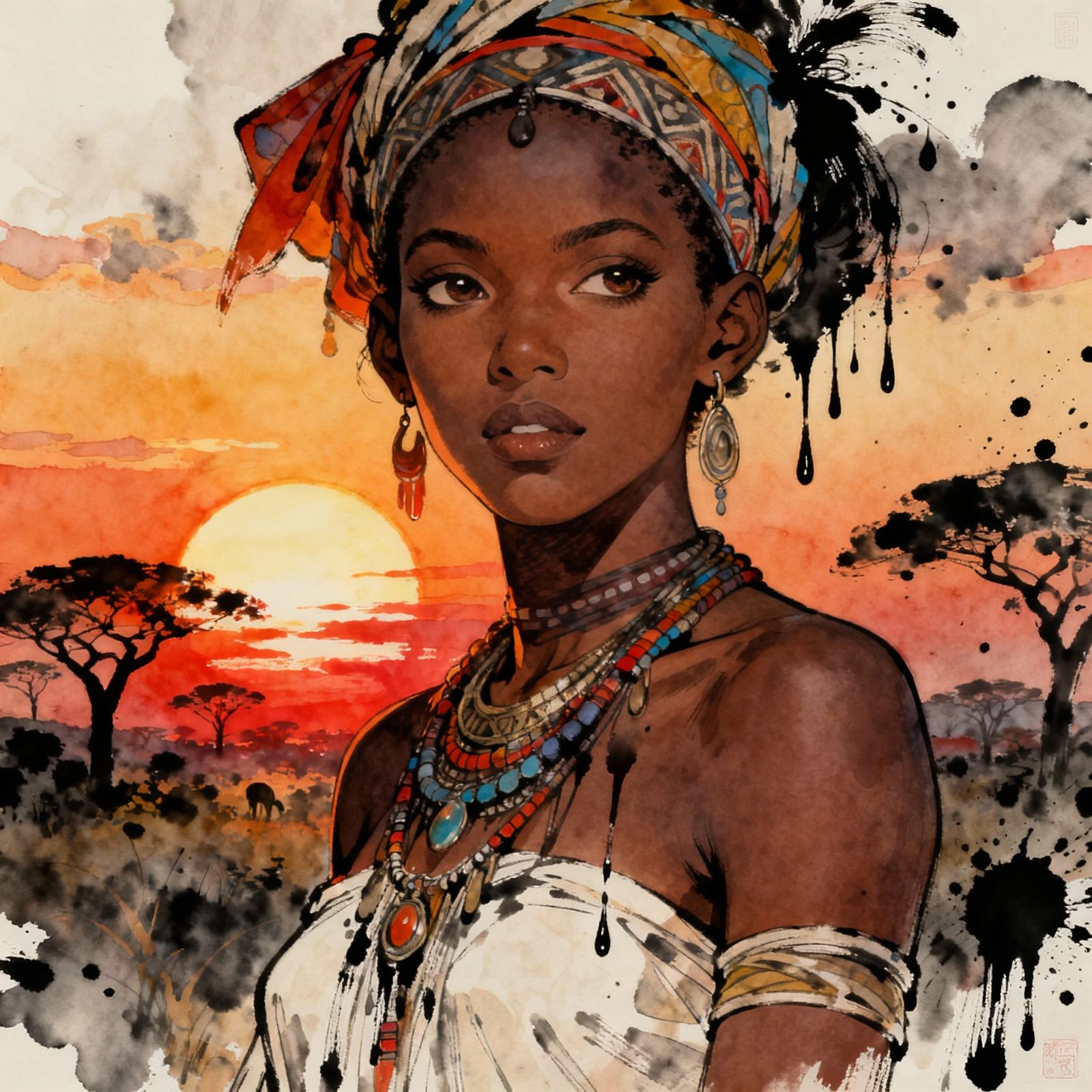 African Sunrise intricate, ambient lighting, highly detailed...