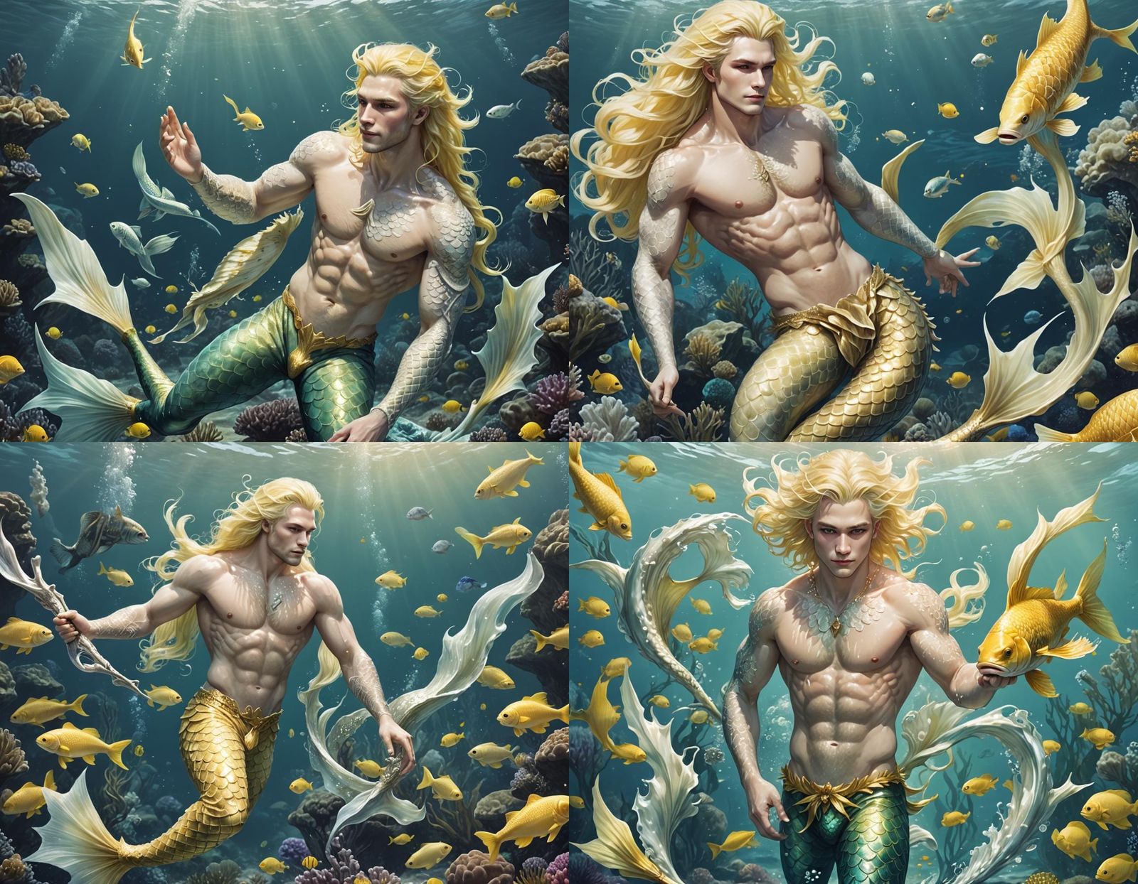 Elegant Merman in Ocean Depths