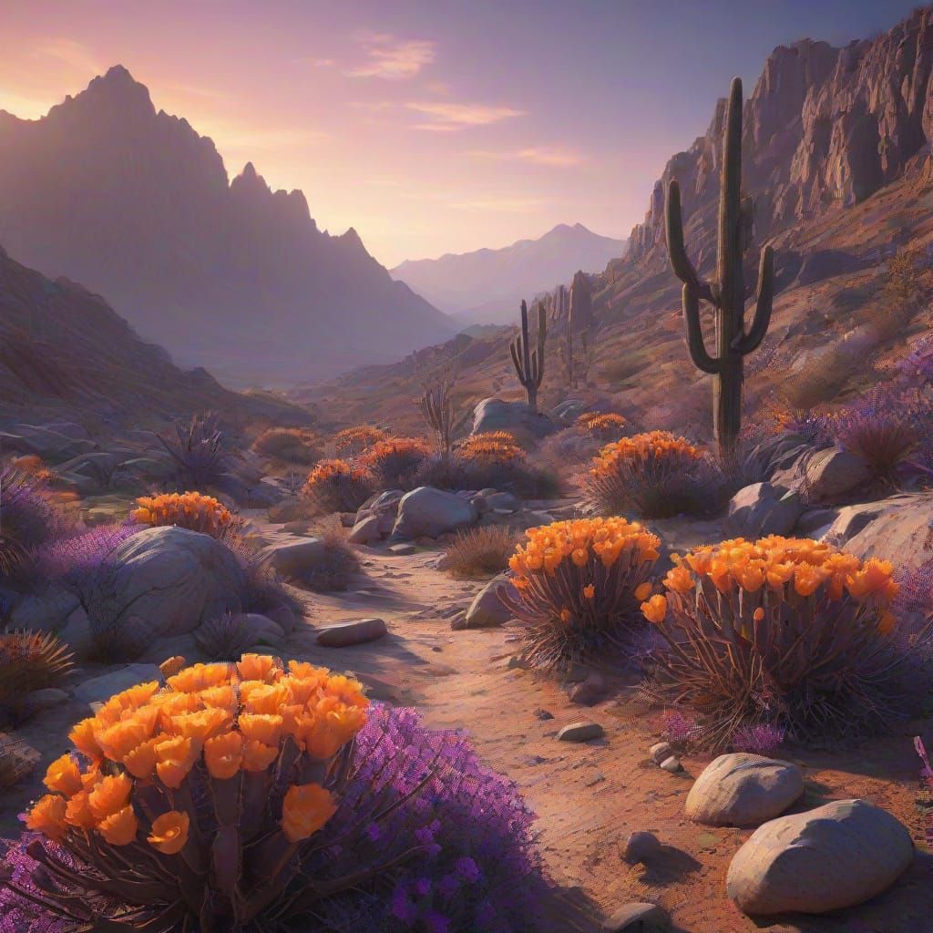 Utah Wilderness Cactus Bloom in Fantasy Style