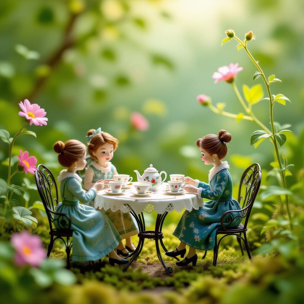 Whimsical Wire Sculpture: Miniature Tea Party