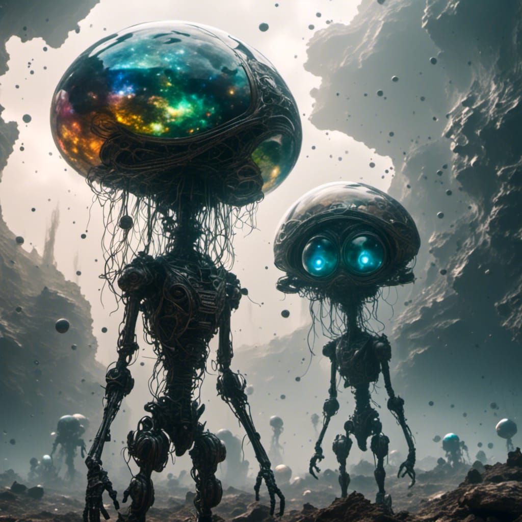 Alien Explorer in Sci-Fi Nebulae Scene