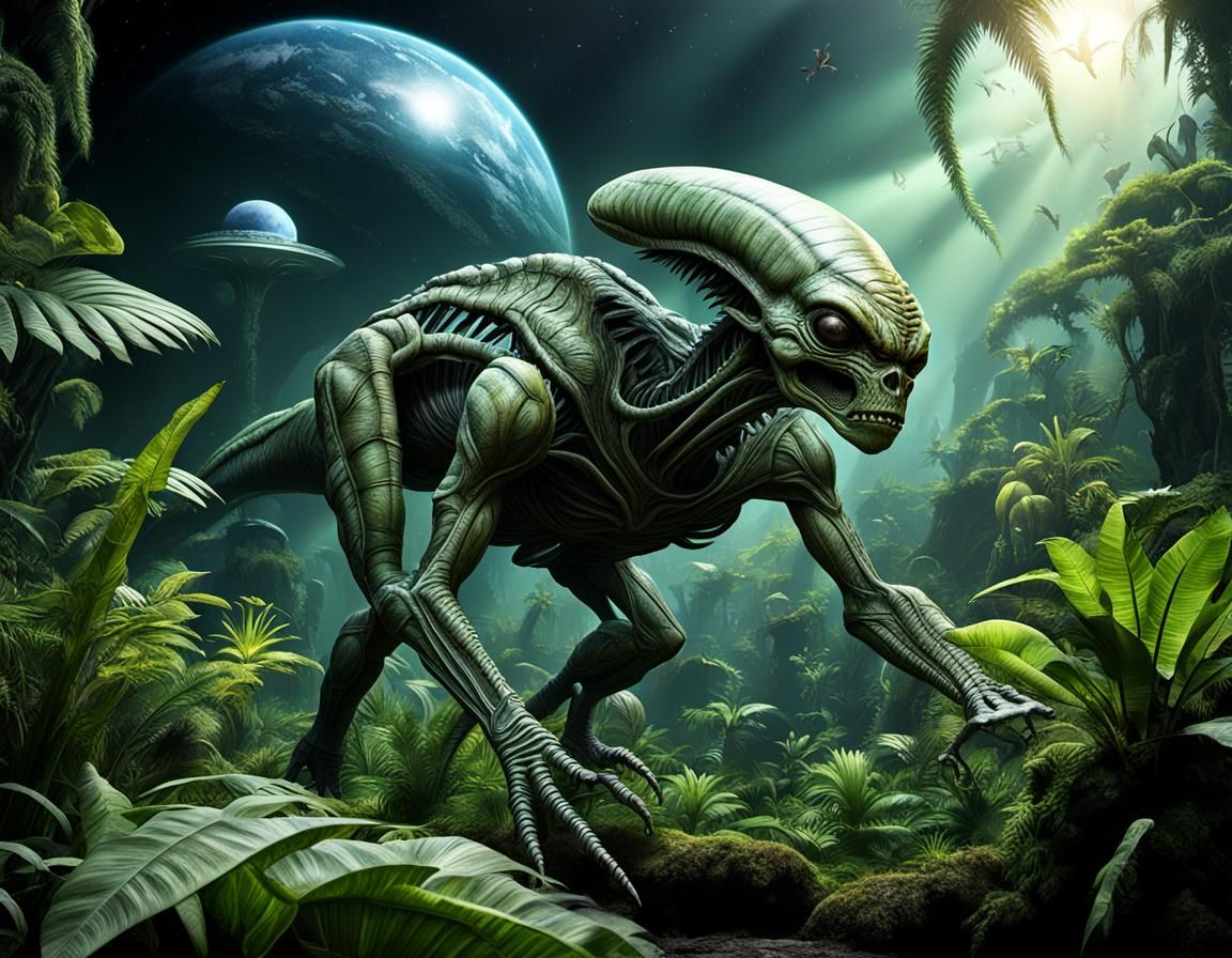 Exotic Alien Jungle Ecosystem in Detailed 3D