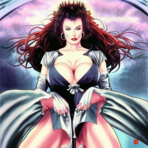 Anime Vampire Queen in Japanese Illustration Style