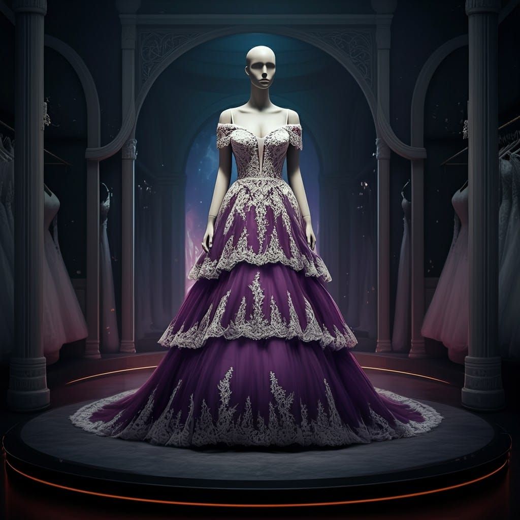 Royal Purple Wedding Gown on Display