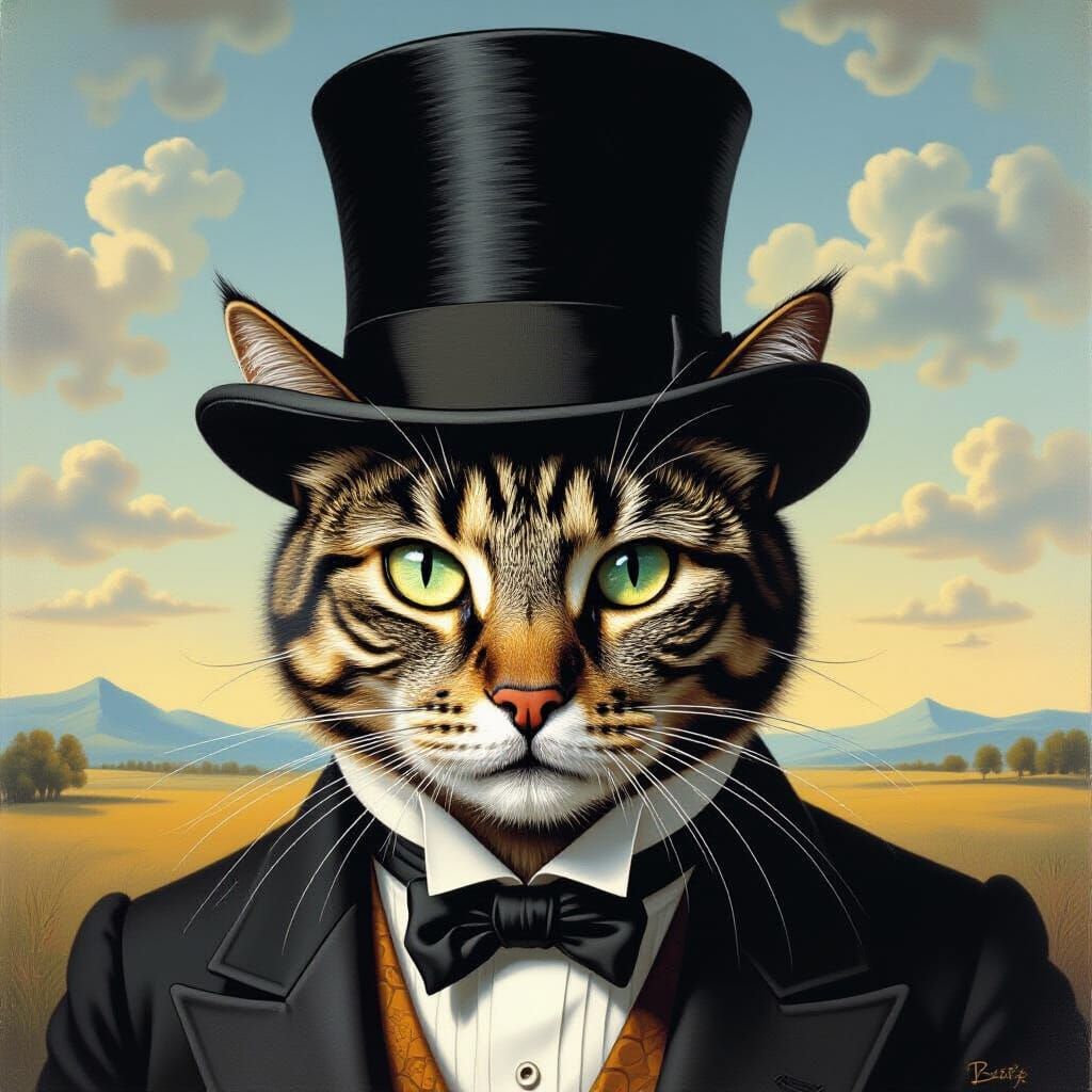 Dali-Inspired Cat Wearing a Top Hat