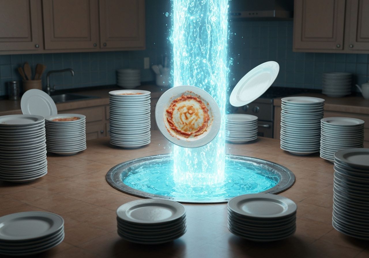 Surreal Kitchen Portal Transforms Dirty Plates to Clean
