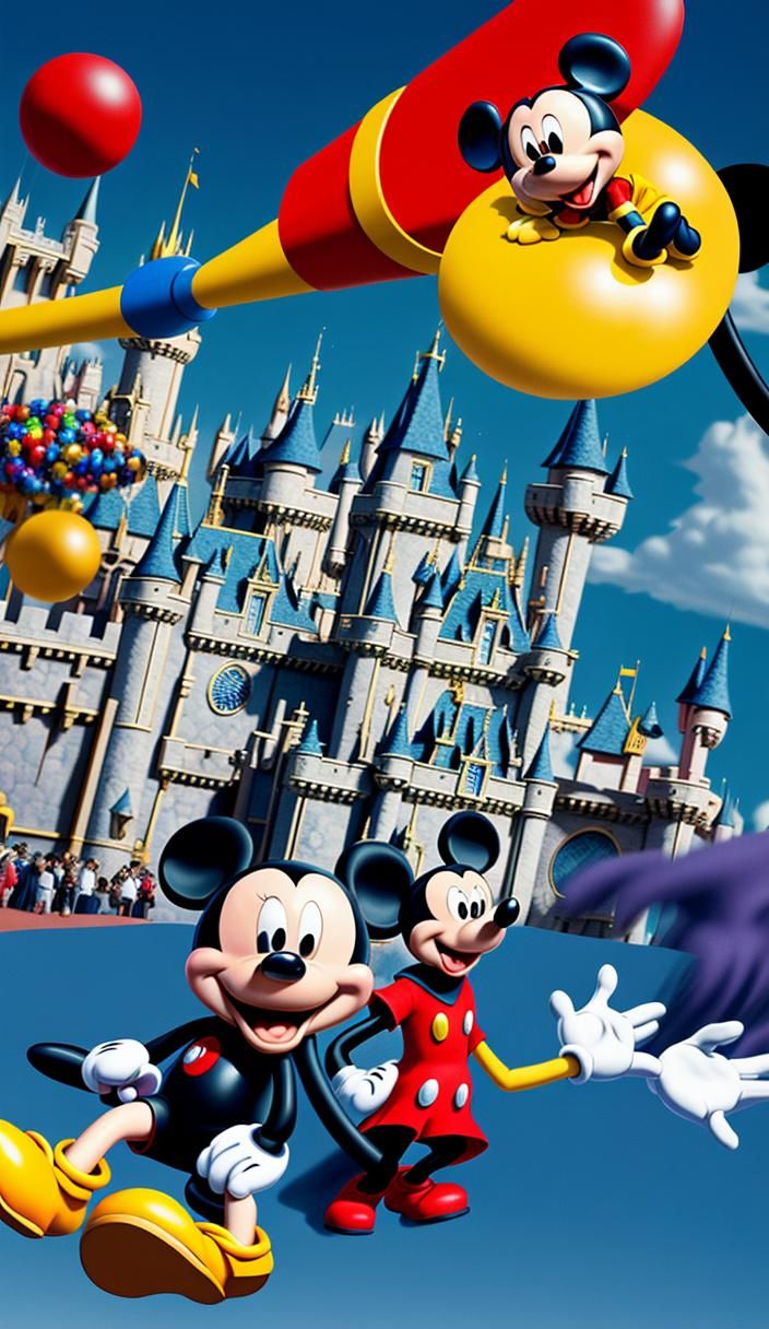 Mickey and Pluto at Disneyland: Abstract Art
