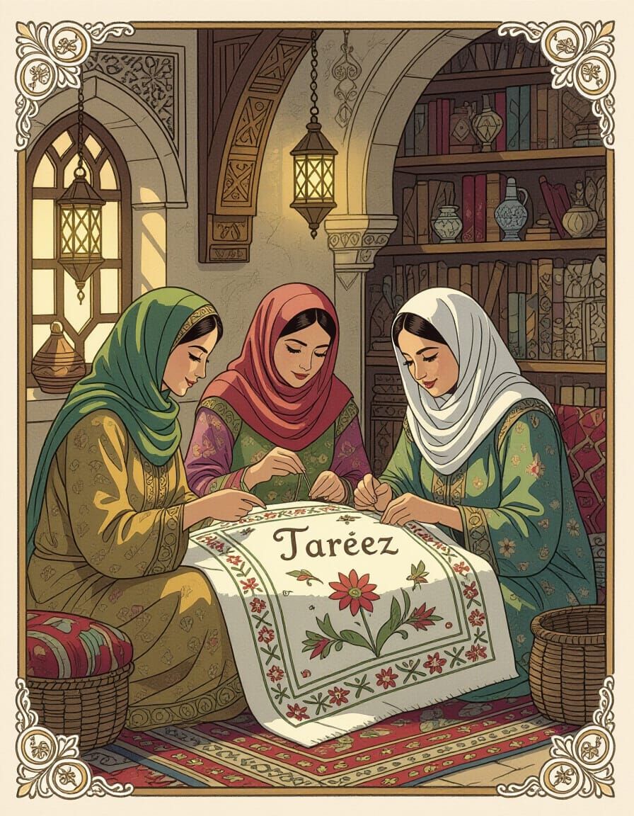 Generations of Women Embroidering a Living Tapestry