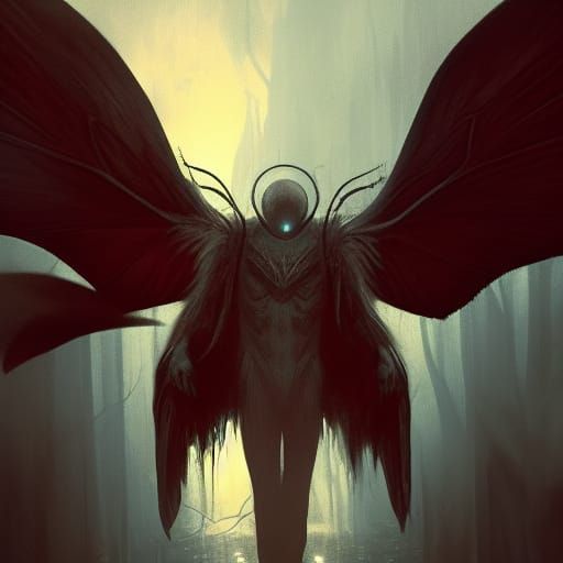 Hyperdetailed Mothman Concept Art in Dark Fantasy Style