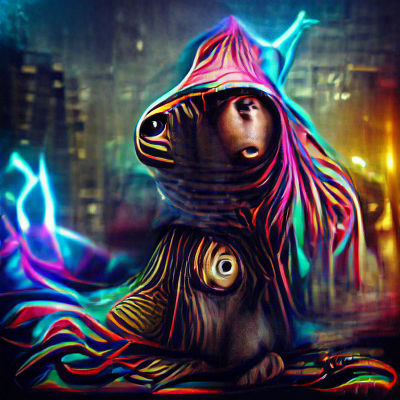 Psychedelic Wizard Casting a Spell