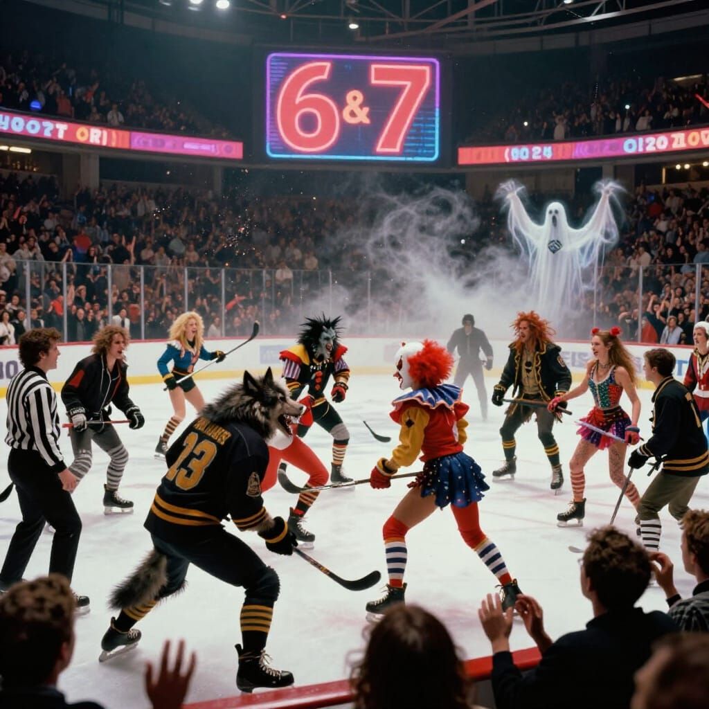 1980s Future Fantasy Hockey Arena Chaos