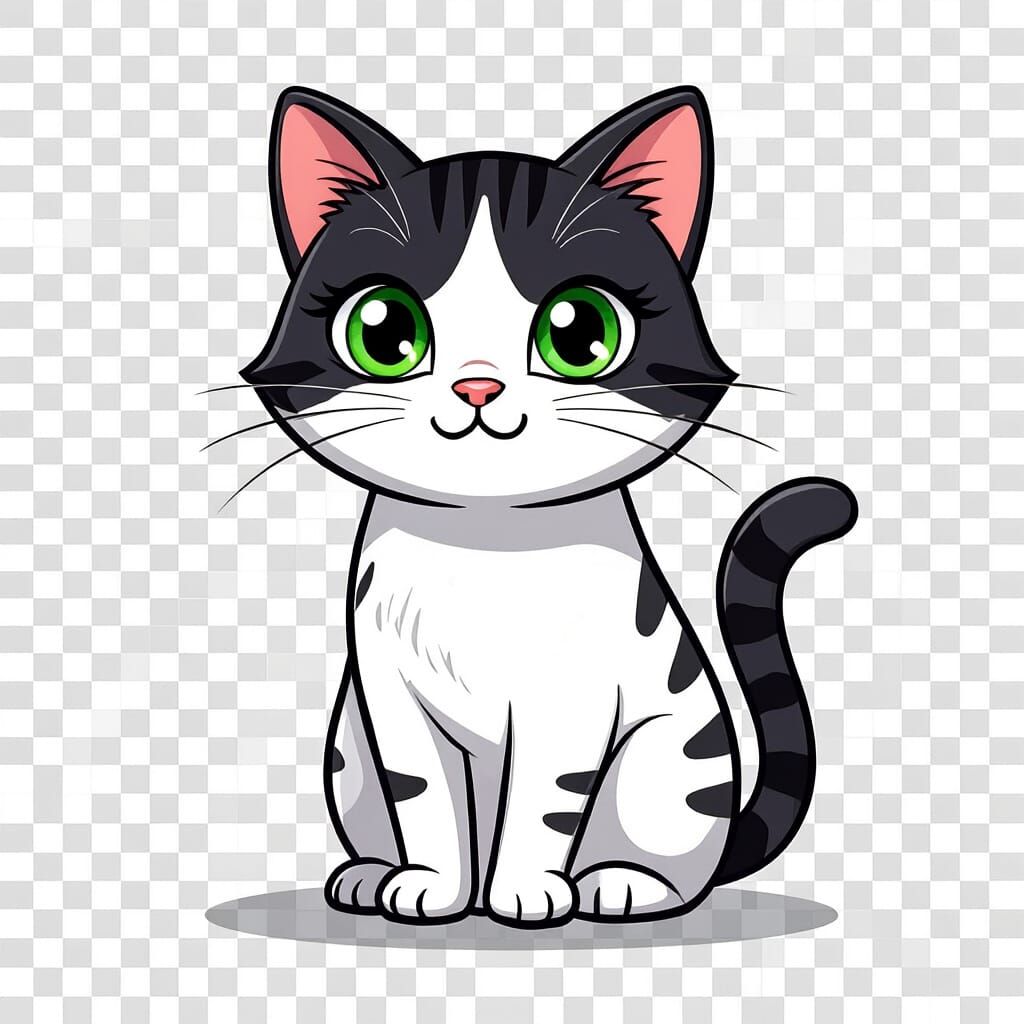 Cute Cartoon Cat in Flat Design Vector Style