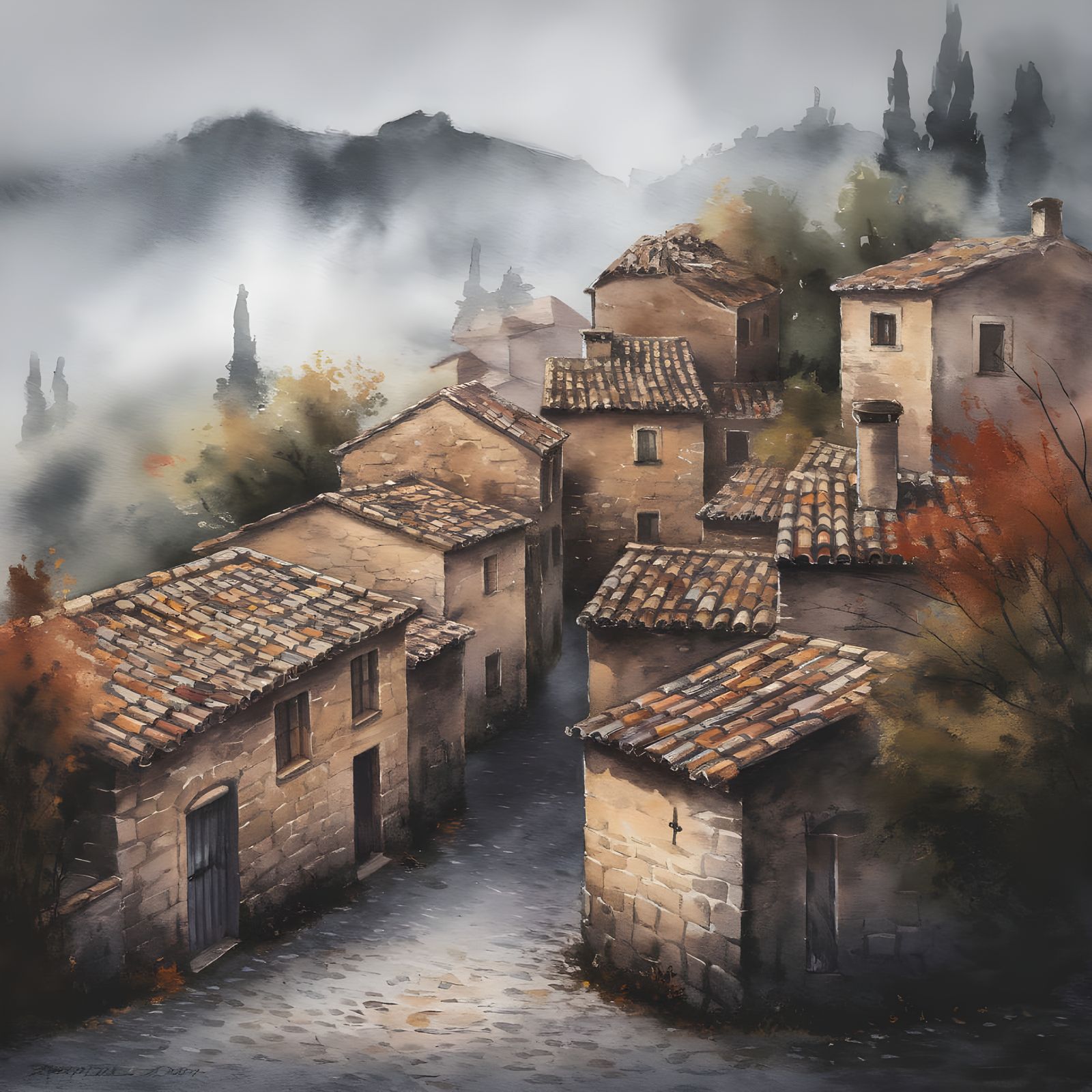 Troina, Sicily: Historic Mountain Village in Watercolour