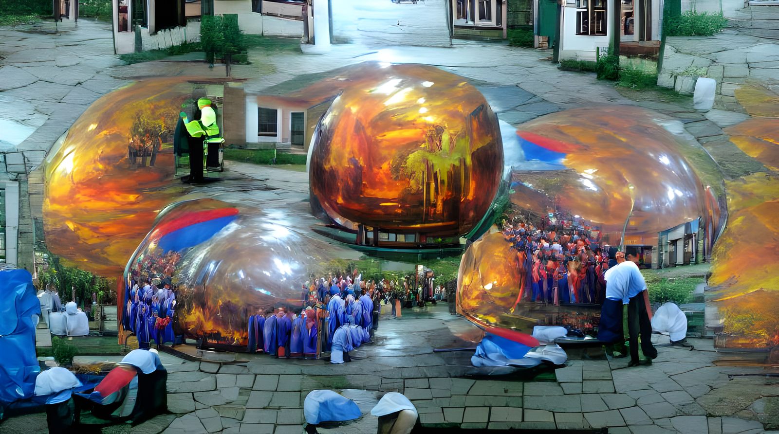 Runed Glass Sphere Illuminates Village Square