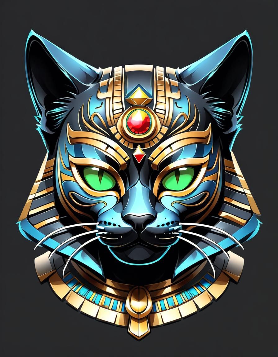 Graffiti Style Egyptian Cat Mask Vector Logo