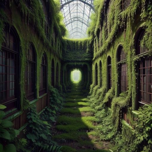 Overgrown City in Wes Anderson Style