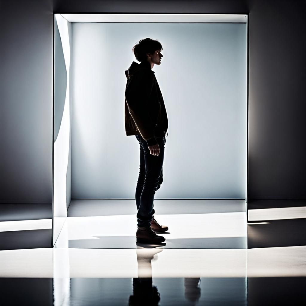 Shadow Reflection in Mirror: High Resolution Photo