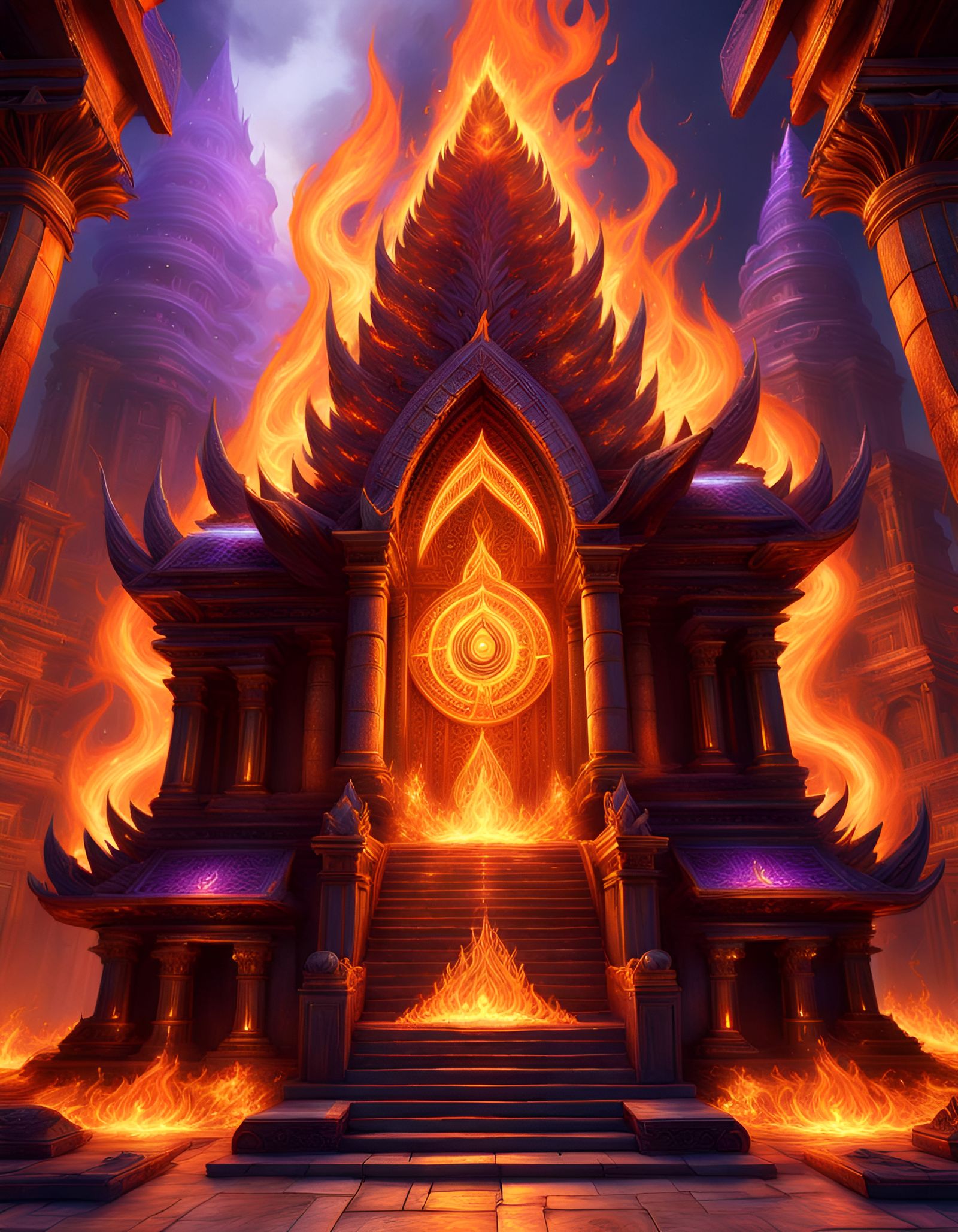 Temple of Flames in High Fantasy Style