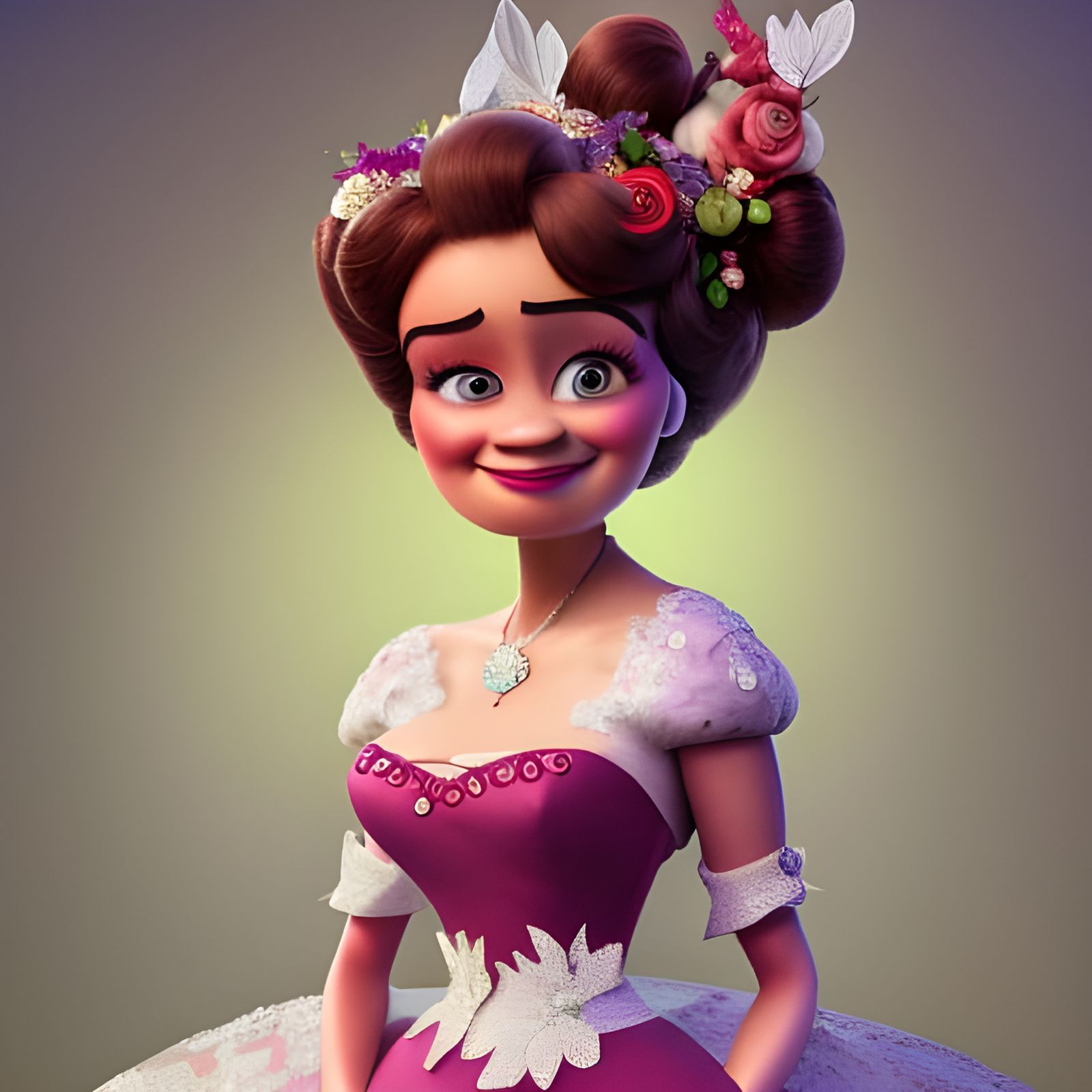 Elegant Bride in Animated 3D Style
