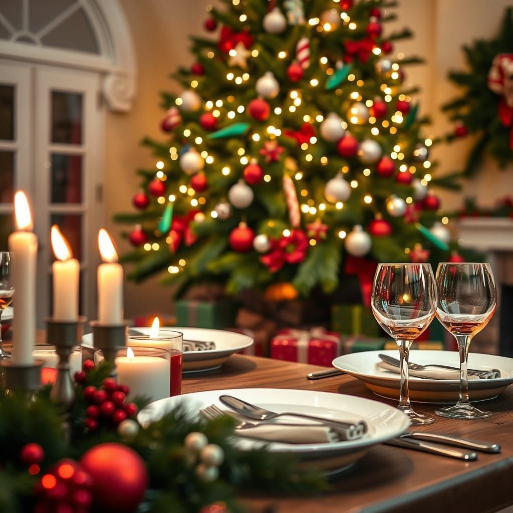Winter Wonderland Christmas Scene near a Warm Wood Stove in...