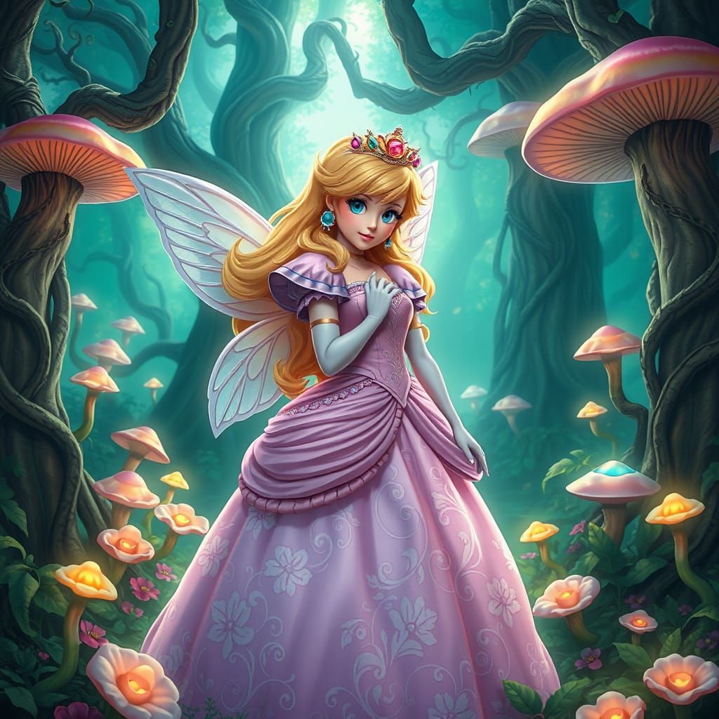 Ethereal Fairy Princess Amidst Enchanted Landscape