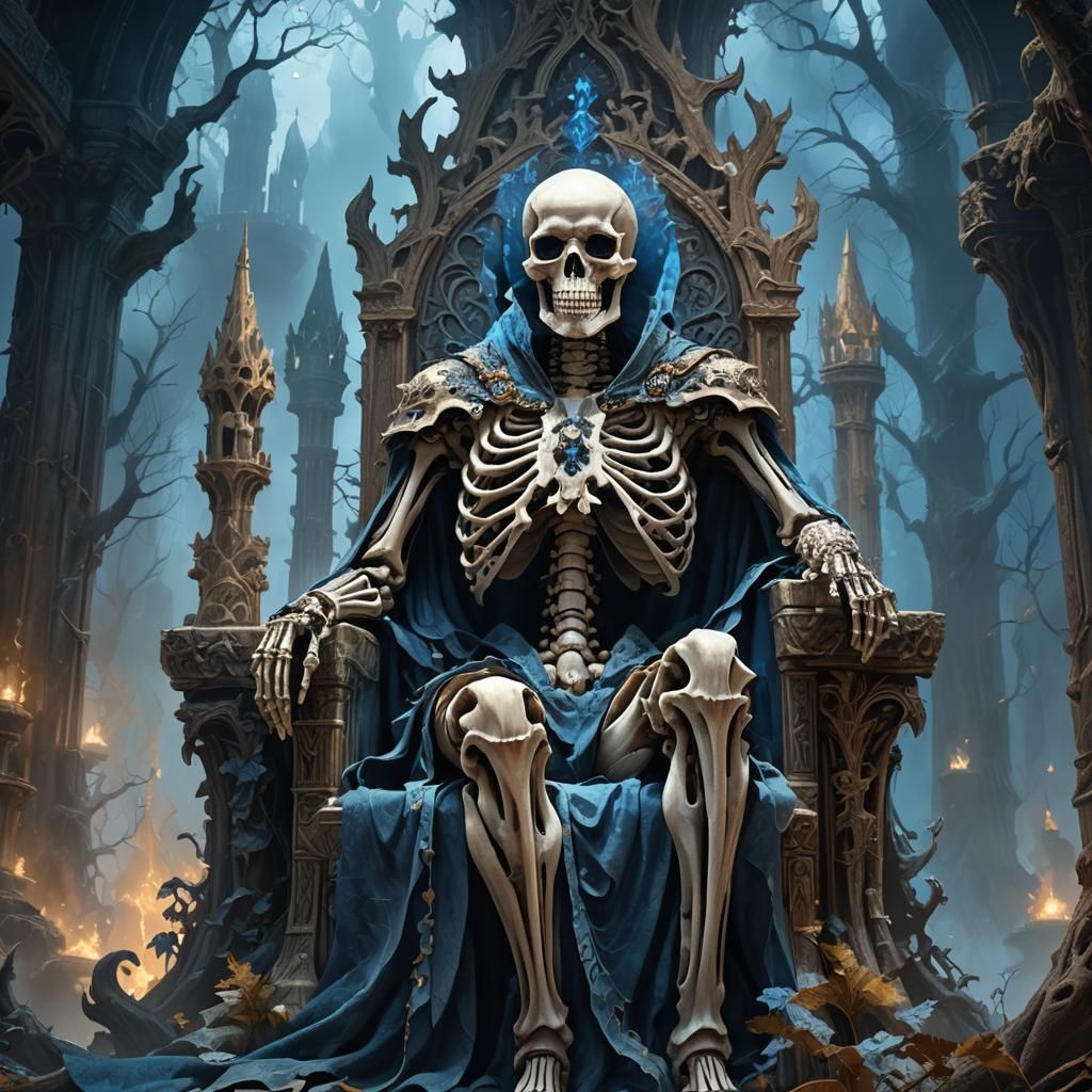 Regal Skeleton King in Fantasy Bone Kingdom