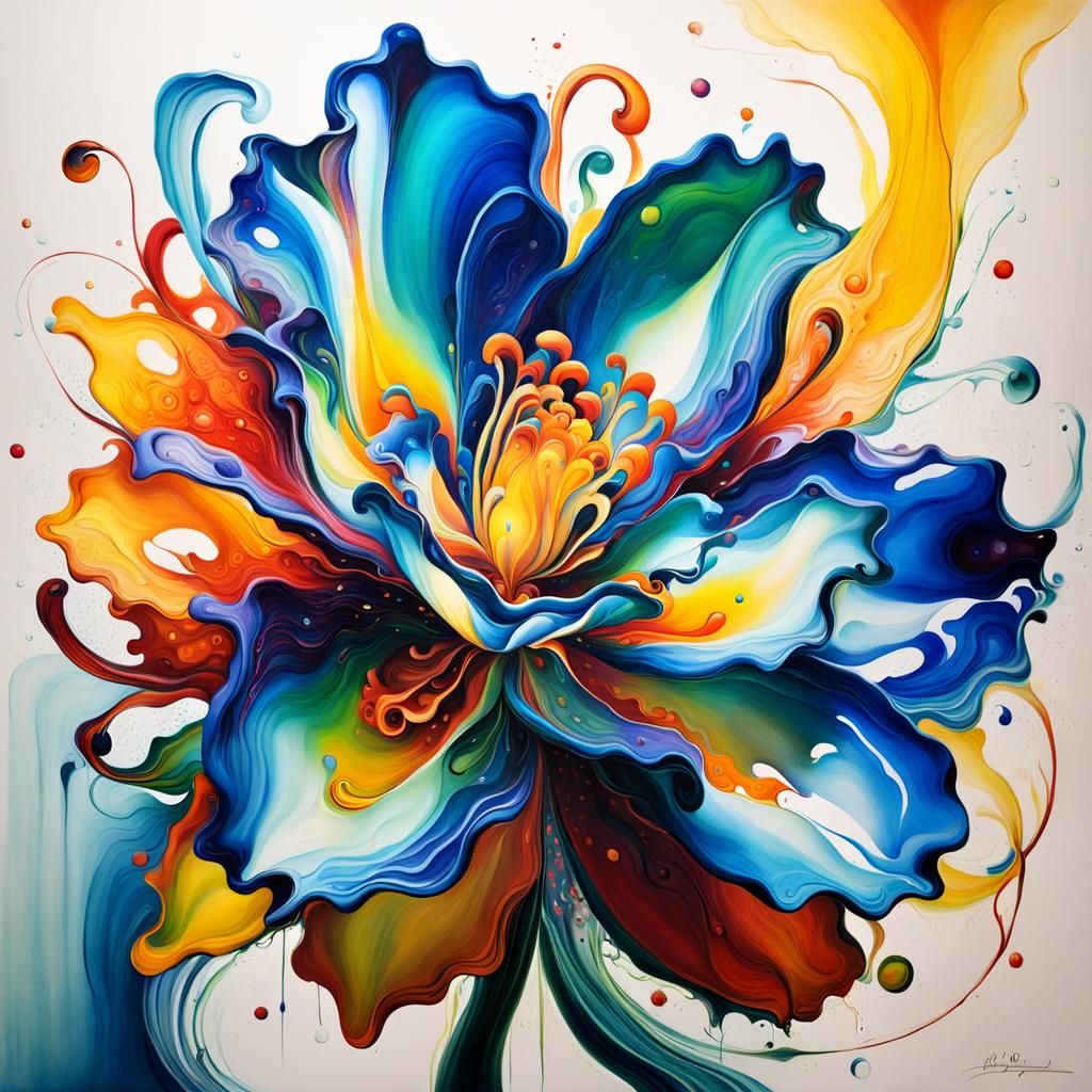 Surreal Flower Art Splash in Glass Sculpture Style