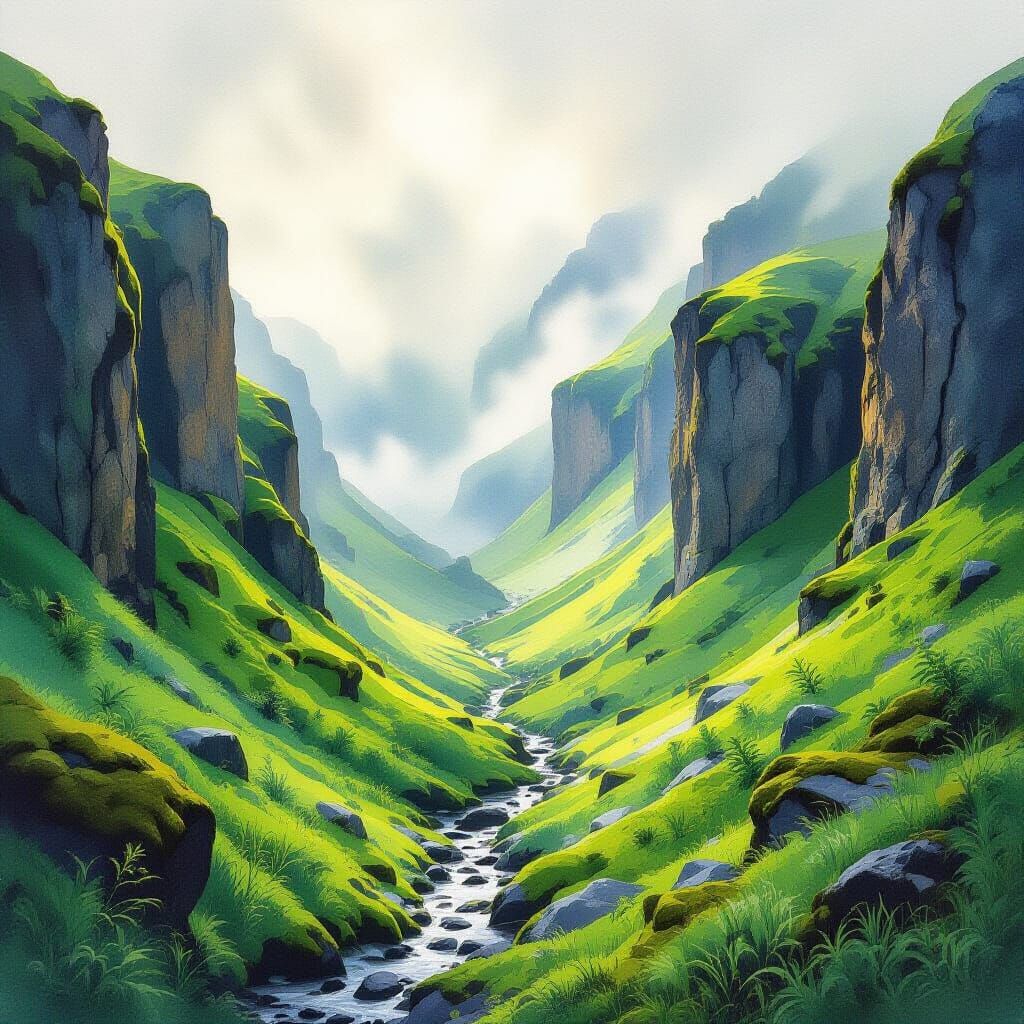 Ethereal Summer Canyon Landscape in Soft Focus