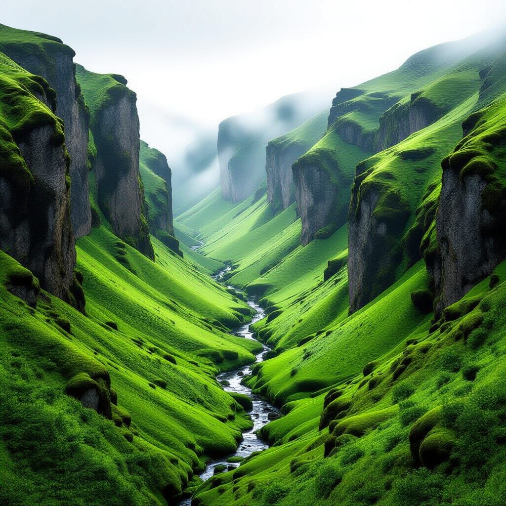 Ethereal Summer Canyon Landscape in Dreamy Blur