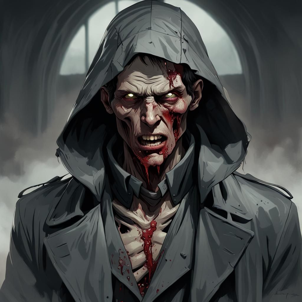 Dramatic Zombie Portrait in Hyperrealistic Style