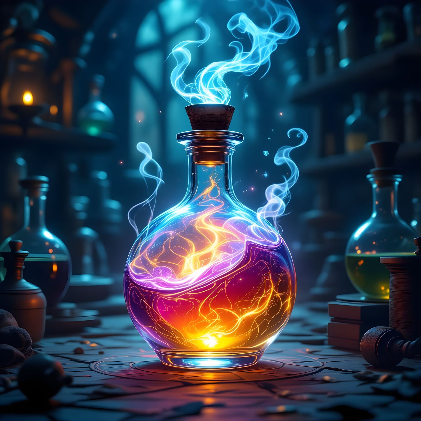 Magical Potion Brewing in a Mystical Setting