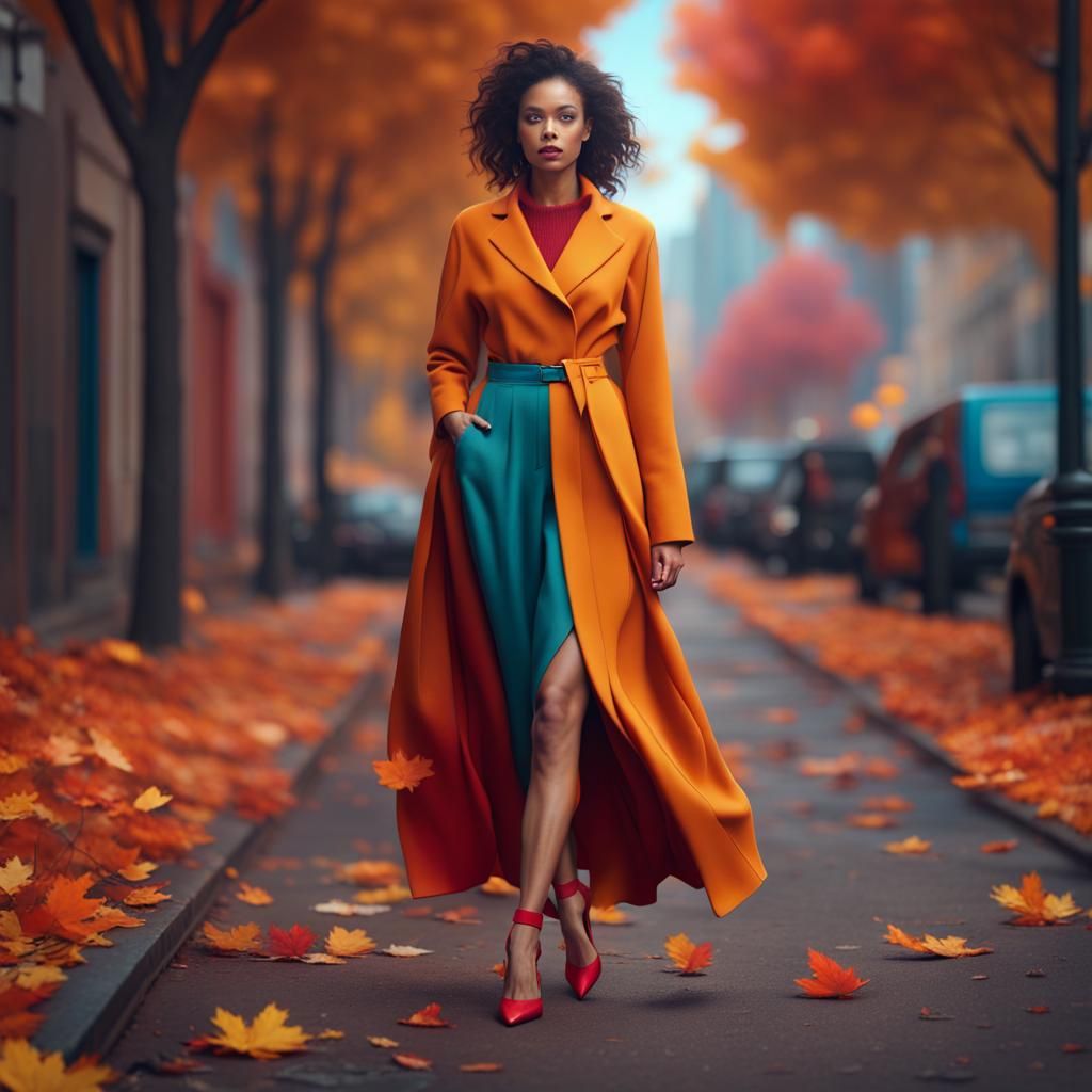 Hyperrealistic Woman in Colorful Gorean Clothing