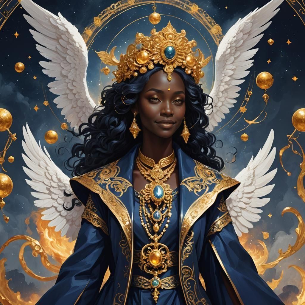 Aries Guardian Angel: Elemiah in Indigo and Gold