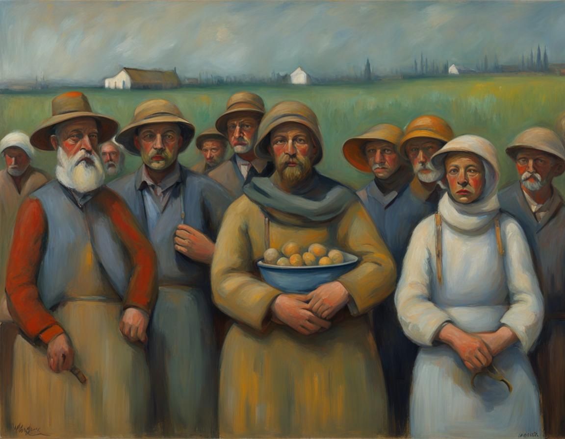 Refugees in Socialist Impressionism Style