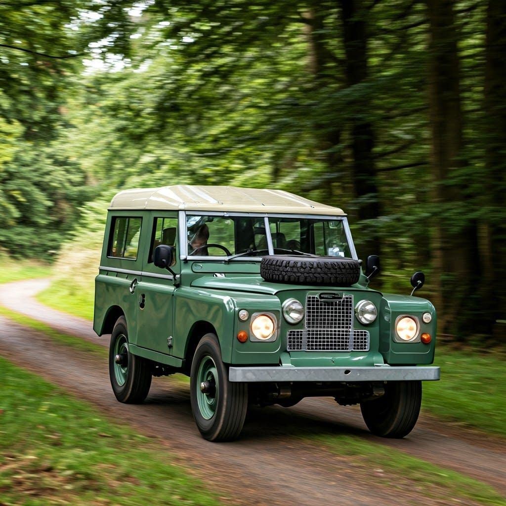 Land Rover Drives Through 1950s British Countryside