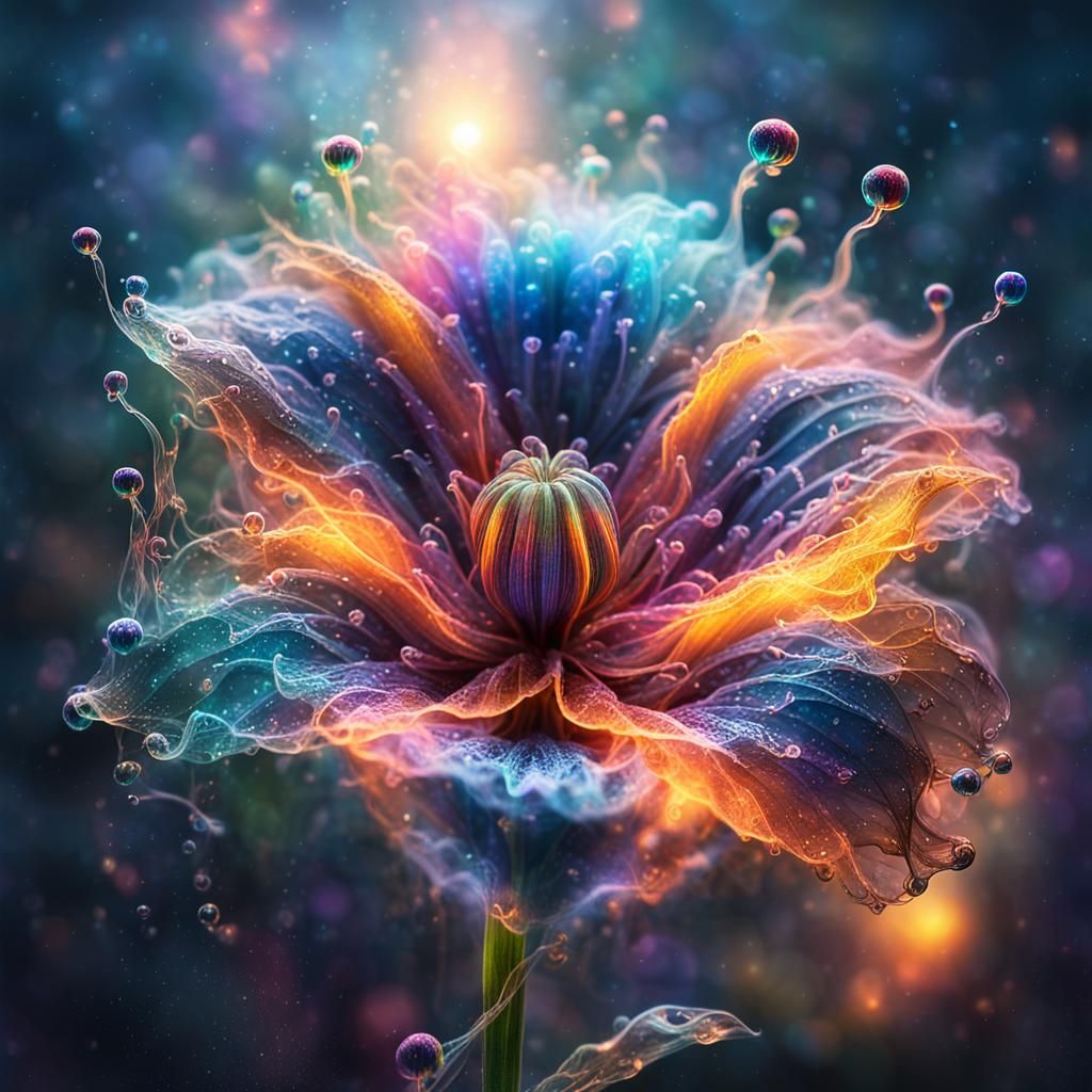 Surreal Glowing Flame Flower: Photorealistic Fantasy