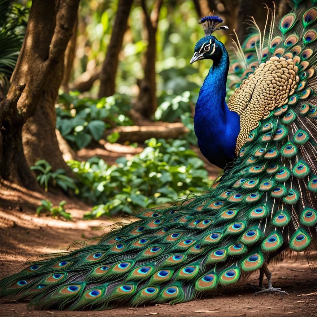 Peacock Mating Dance in Tropical Forest