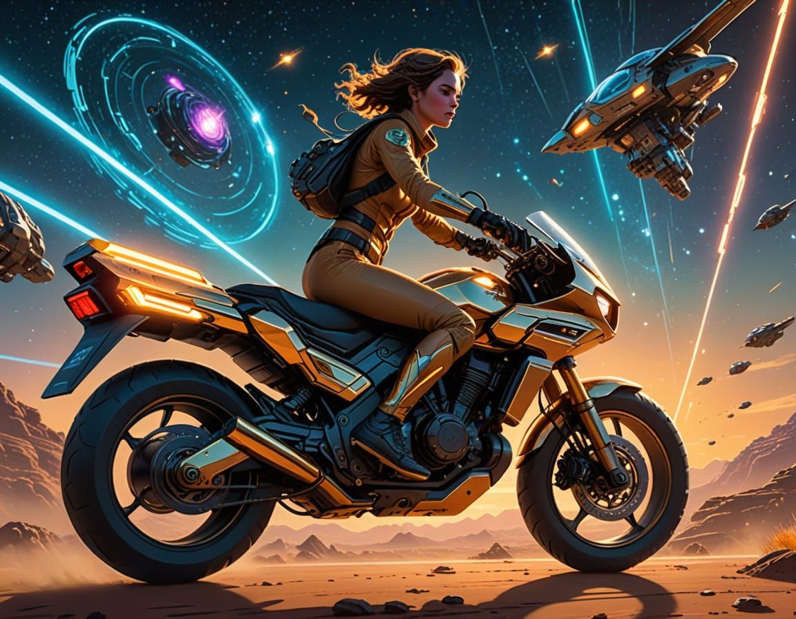 Surreal Galactic Odyssey in Cyberpunk Style