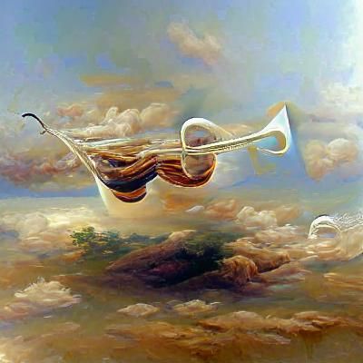 Flying Music Notes in Oil Painting Style