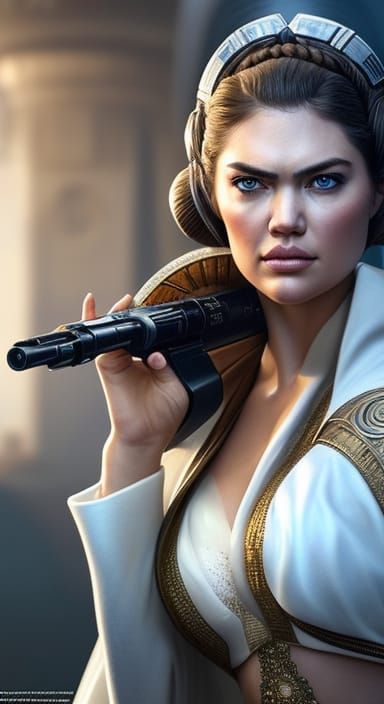Hyperrealistic Kate Upton as Princess Leia in Art Nouveau St...