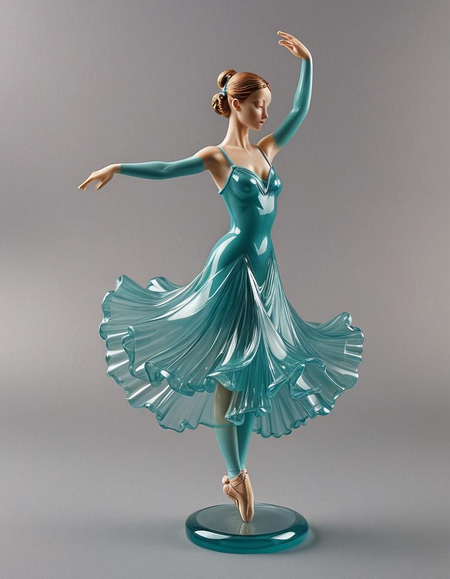 Turquoise Glass Ballerina 3D Figurine