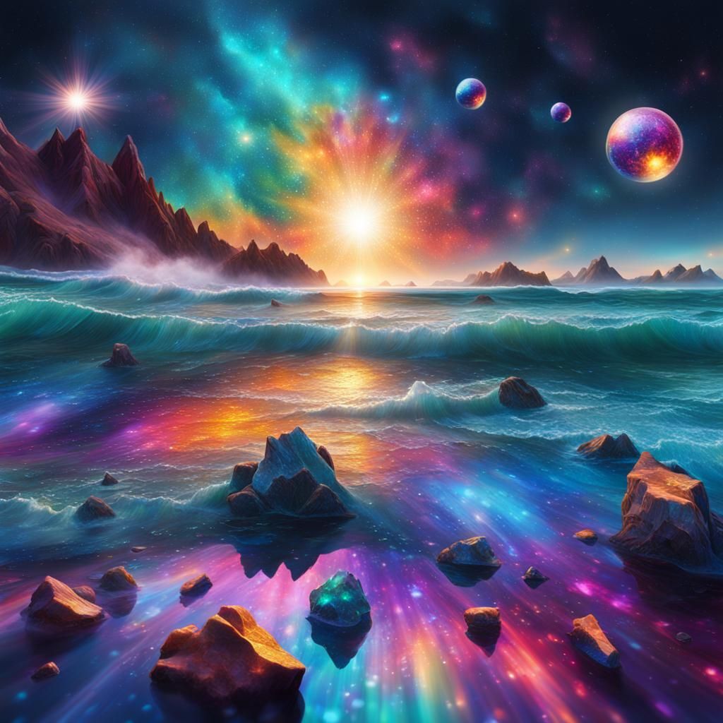 Crystal City Reflecting Nebulas in Astral Illustration