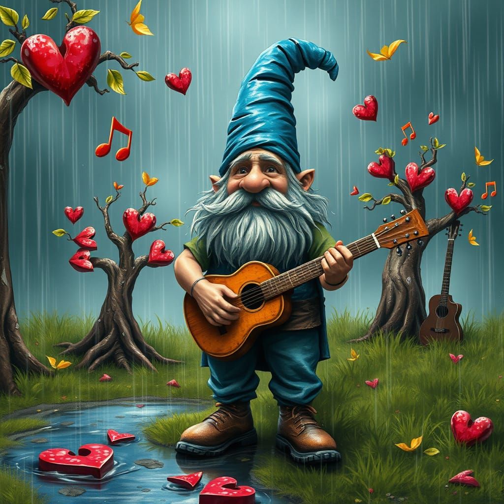 Gnome's Rainy Blues: Graffiti Art in Vivid Colors