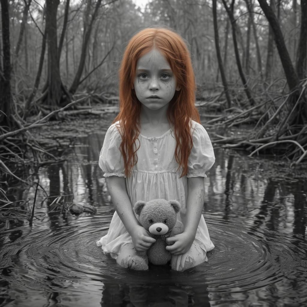 Surreal Split Frame: Girl with Teddy Bear