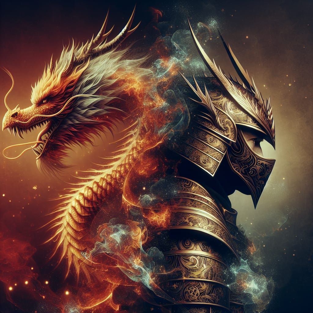 Dragon Ninja Double Exposure Concept Art