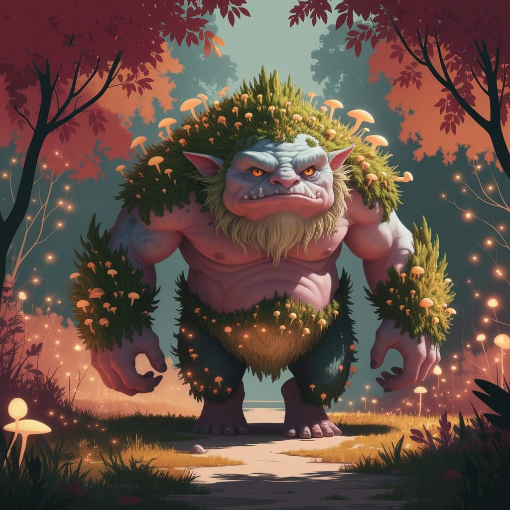 Grumblethwack Emerges from Forest Glade in Digital Art