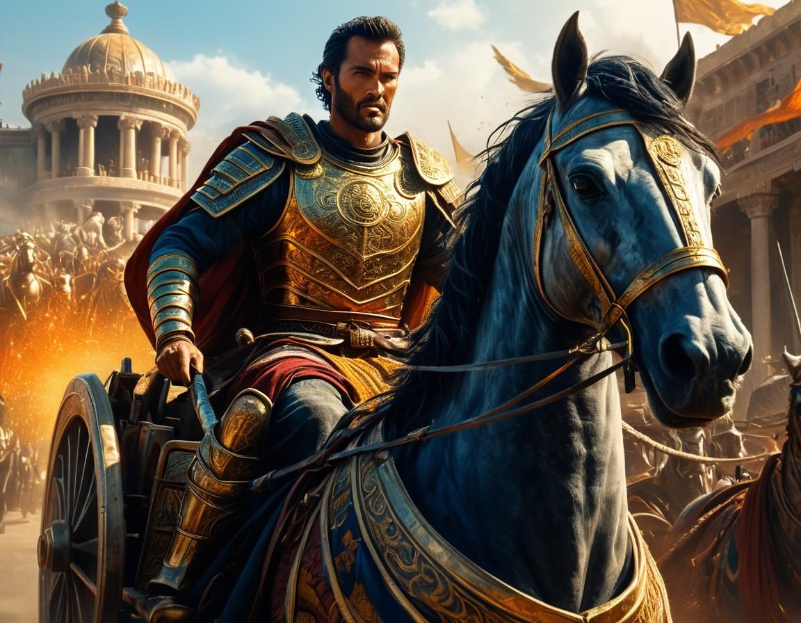 Ben Hur Commands Chariot: Fantasy Art Portrait