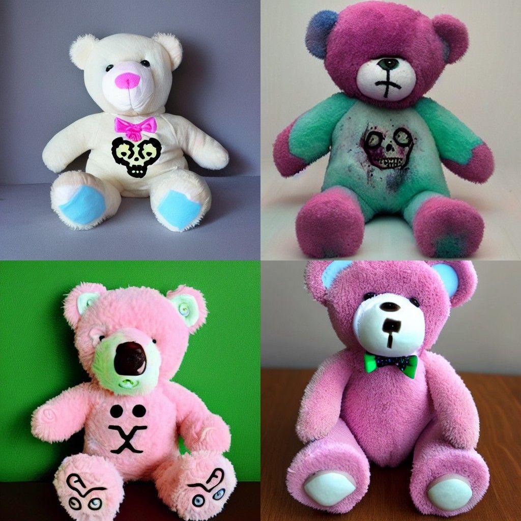 Pastel Zombie Teddy Bear Art